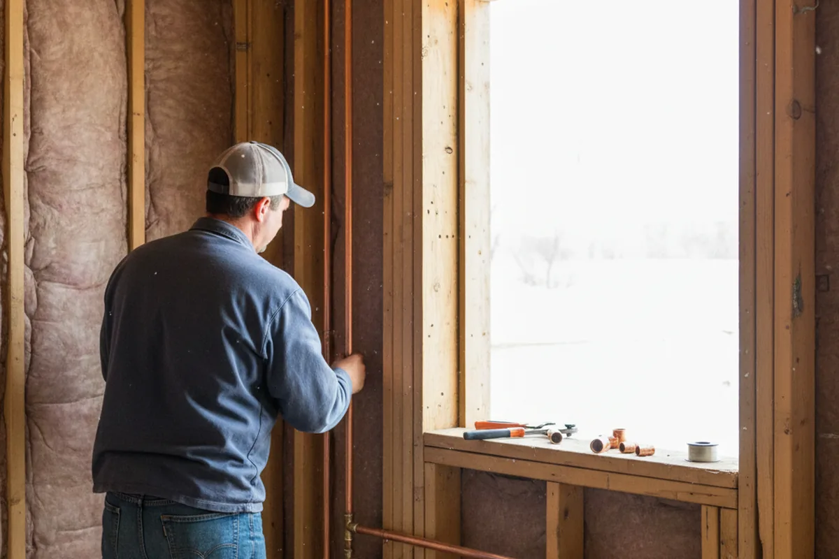 Licensed plumber running new copper supply lines in a Murrysville home