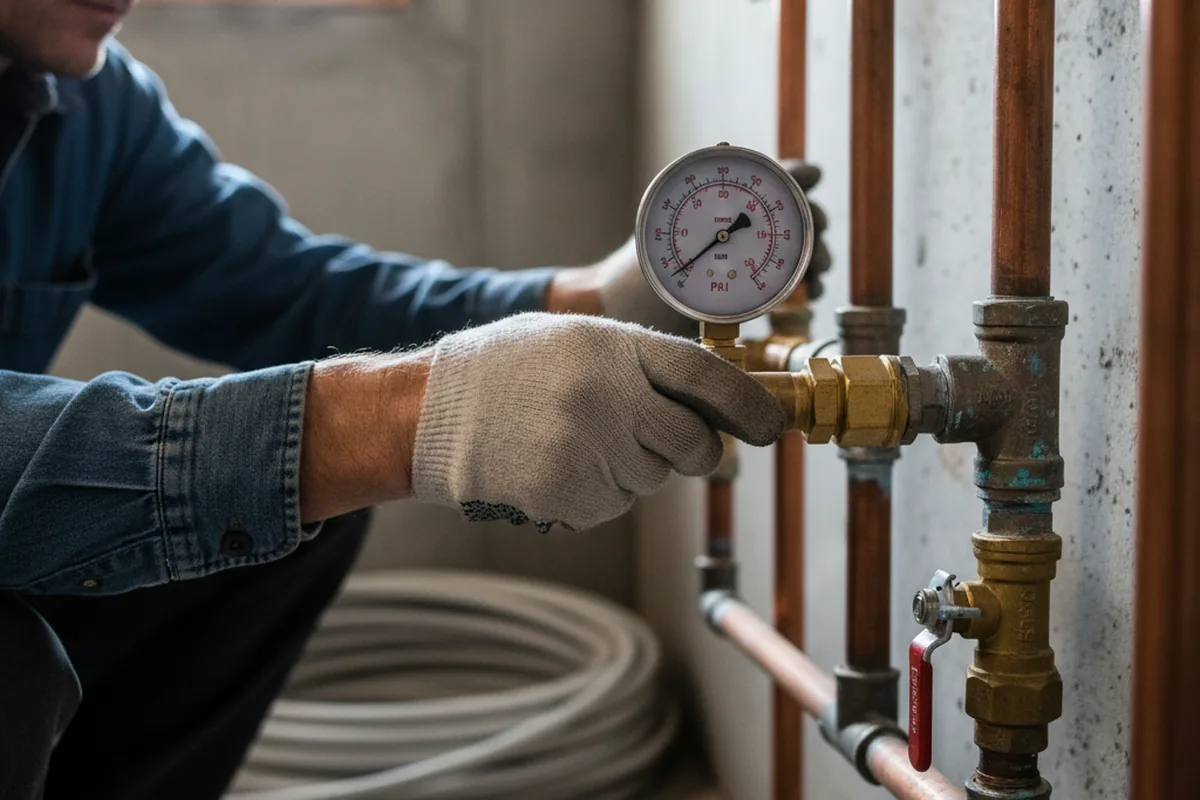 Pressure testing a repaired line during Water Line Repair in Murrysville